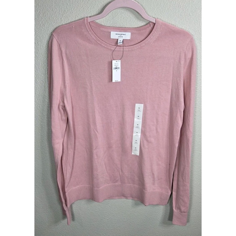 Banana Republic Factory Forever Crew Sweater M Pink‎ Cotton Blend NWT